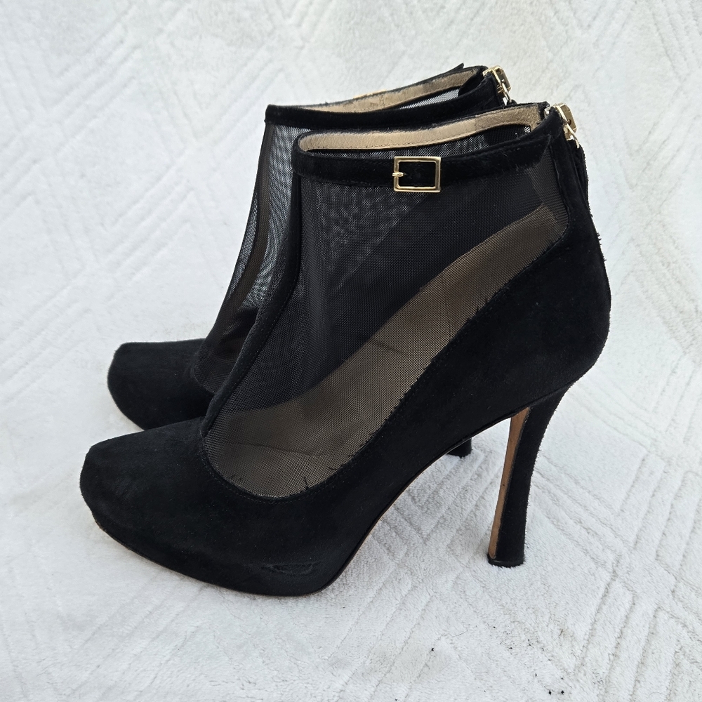 Kate Spade New York Neveah Mesh & Suede T-Strap Booties - Black, Size 8